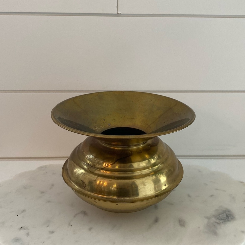 Vintage Brass Spittoon Cuspidor Decorative Vase Made In Canada Vintage Rustic